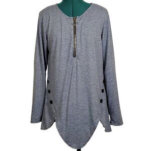 NWT Womens Long Sleeve‎ Tunic Top Med 1/2 Zip Crew Neck Casual Buttons Trendy